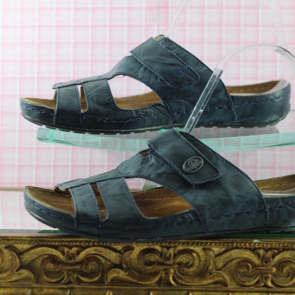 Sanosan Sandals Blue Leather Slides - Picture 6 of 16